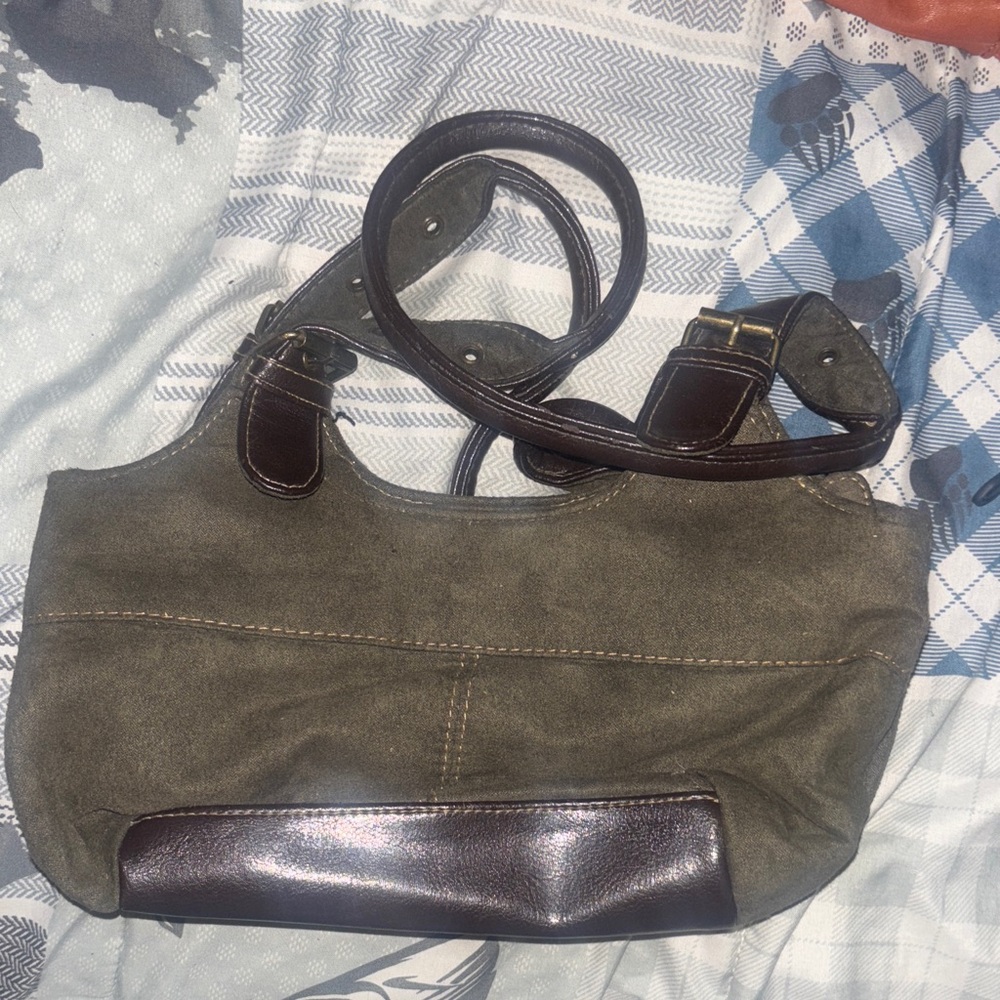Olive Green and Brown Women's Bag